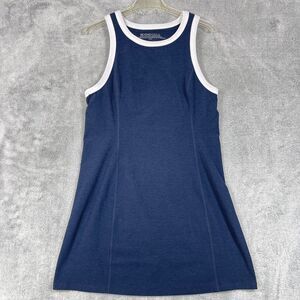 Beyond Yoga Spacedye Outlines Dress Women Large Navy Round Neck Pleated Pullover